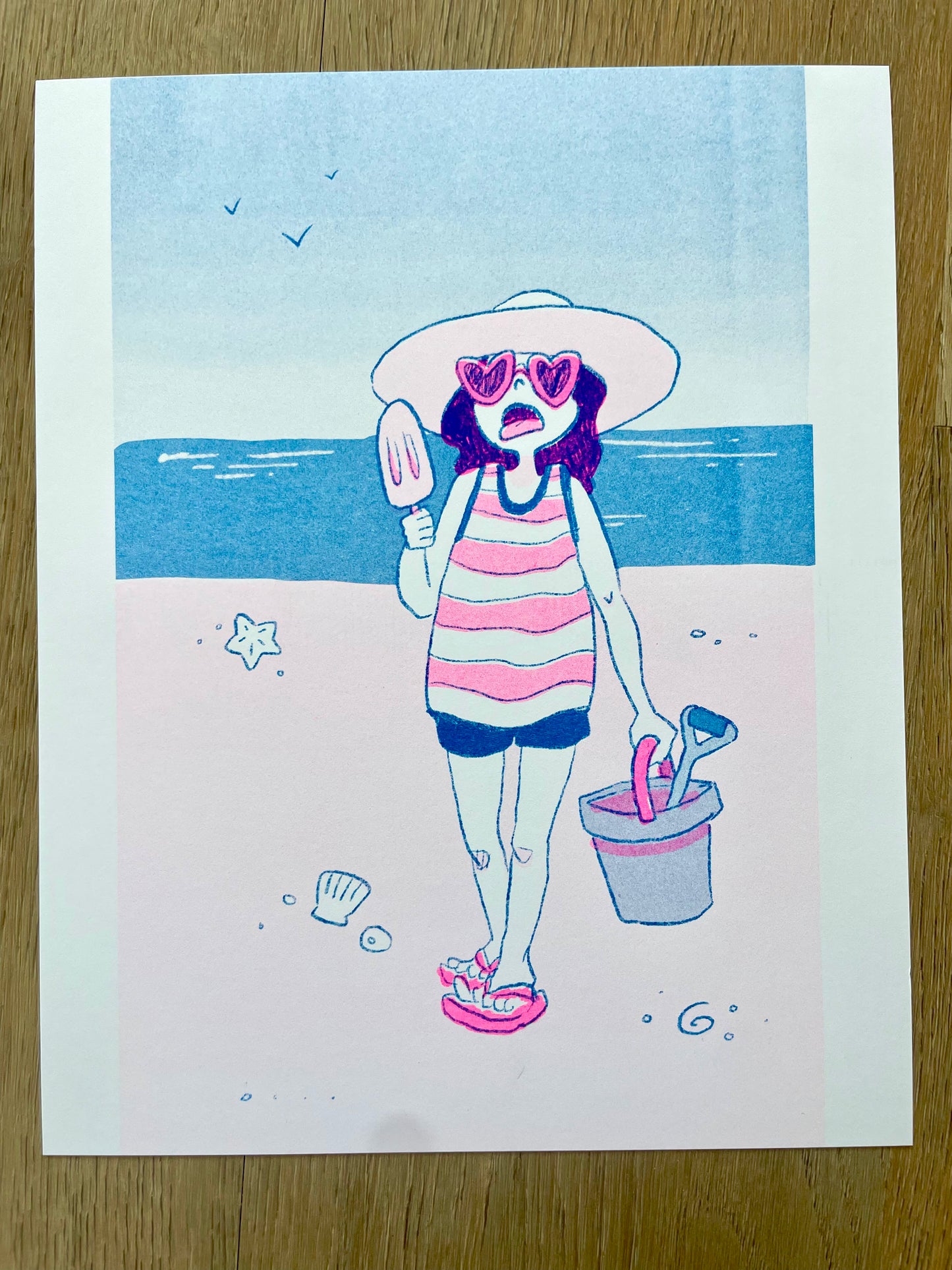Popsicle on the Beach Riso Print