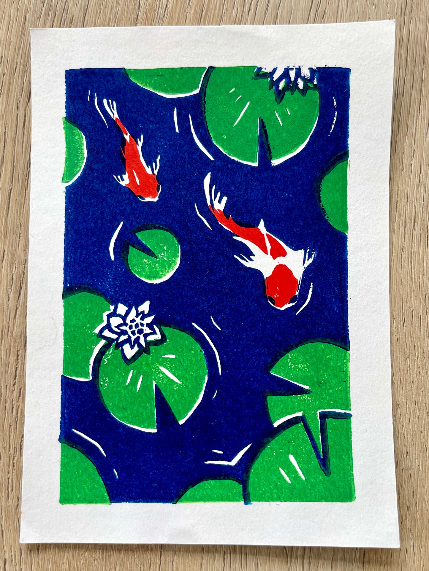 Koi Pond Block Print