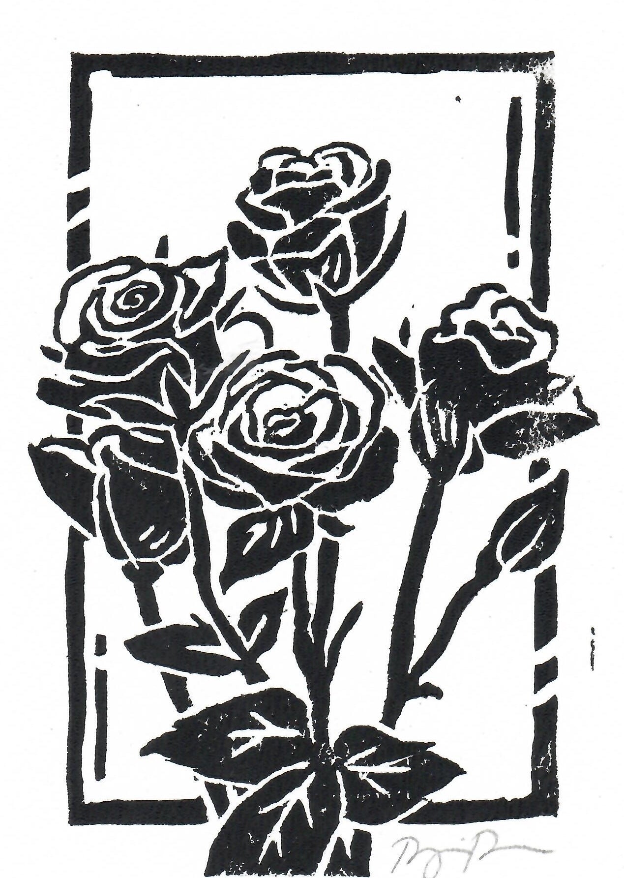 Roses Block Print