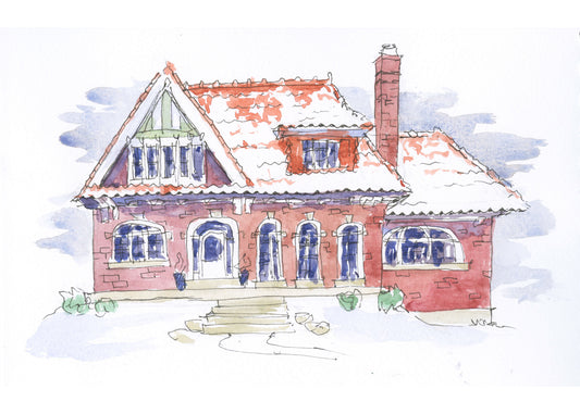 Snowy House Watercolor